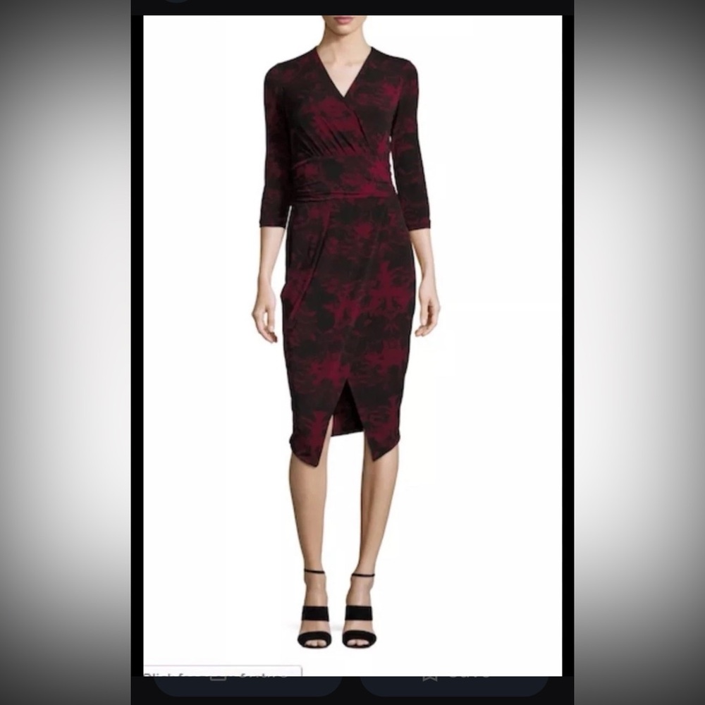 RACHEL Rachel Roy Maroon and Black Long Sleeve Dress Whimsigoth